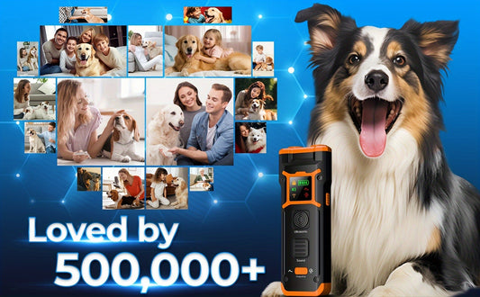 Ultrasonic Dog Repeller & Anti-Barking Device - Portable Handheld Bark Deterrent with LED Light, Soundwave Technology, Safe for Dogs & Humans, One Size Fits All Breeds