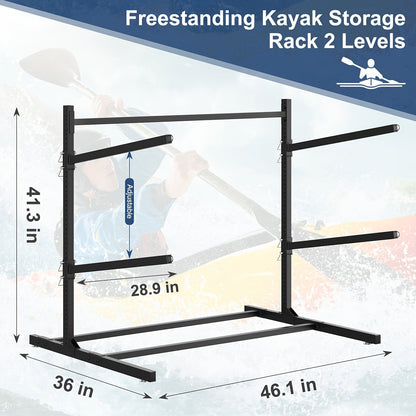 Kayak Storage Rack, Adjustable Stand for SUP, Canoe & Paddle Board, Wall, Dock & Freestanding, 400 lbs Capacity