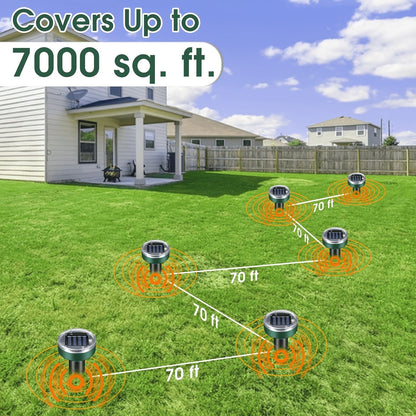Solar Ultrasonic Pest Repeller Outdoor Waterproof Rodent Repellent Stake for Yard Garden Farm Mole Snake Skunk Dog Deterrent Device IP44 2/4/6/10 Pack
