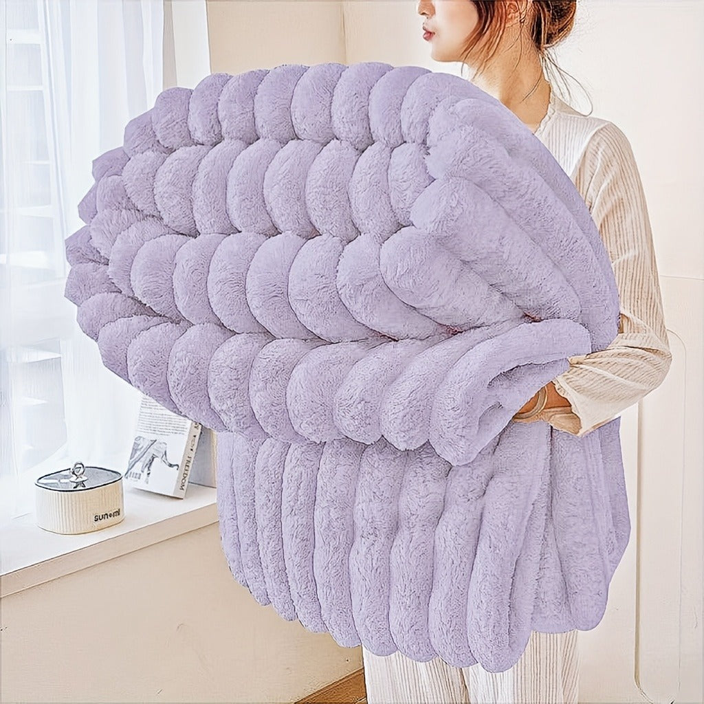 Channel-Textured Throw Blanket in Seven Colors and Four Displayed Size Options from 50 x 60 to 108 x 90 Inches