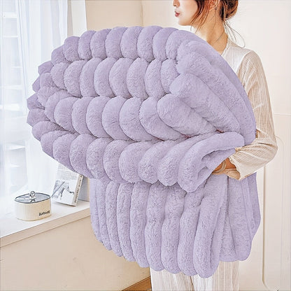 Channel-Textured Throw Blanket in Seven Colors and Four Displayed Size Options from 50 x 60 to 108 x 90 Inches