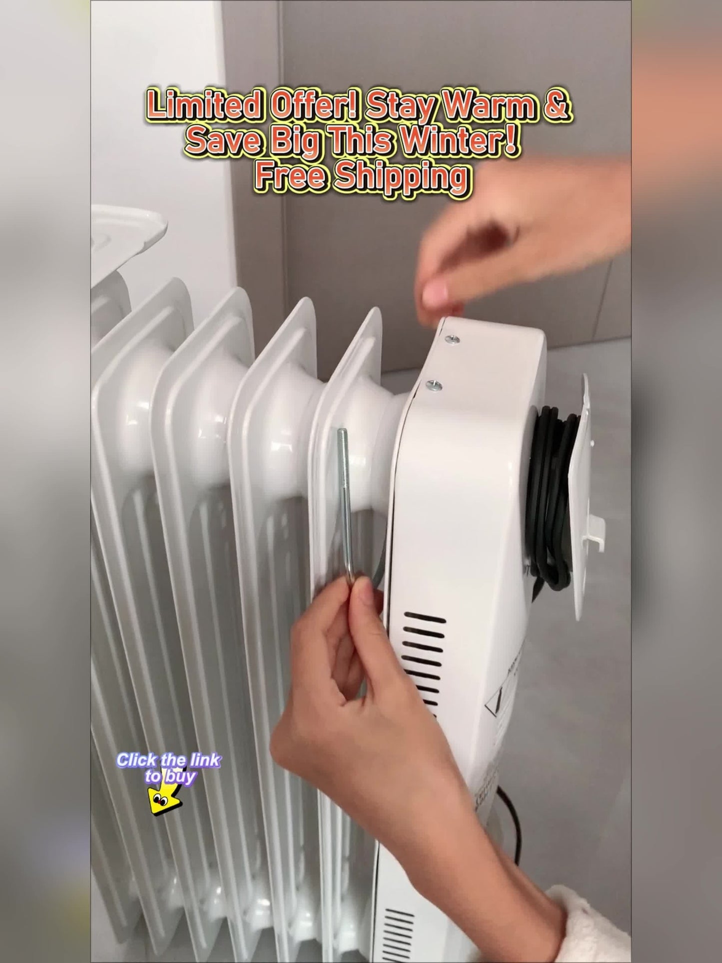 1500W Oil-Filled Radiator Heater with 600W, 900W and 1500W Modes, Thermostat and Caster Wheels