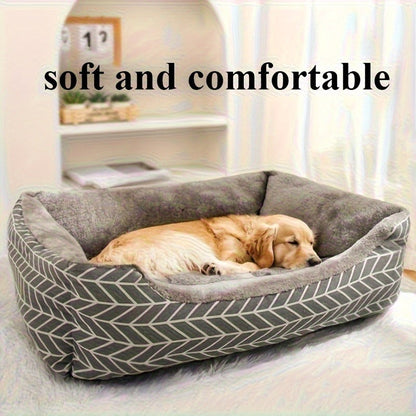 Printed Rectangular Pet Bed with Raised Perimeter in Four Sizes and Two Color-Pattern Options