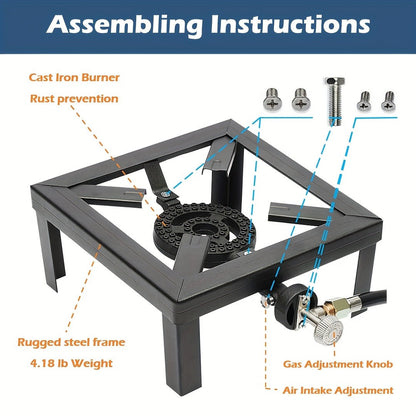 Portable Propane Burner Stove in Single or Double Burner Options with Hose and 20 PSI Regulator Shown