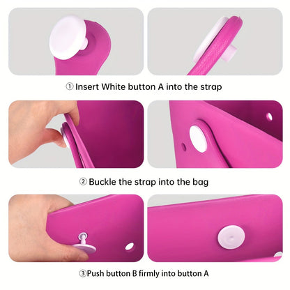 EVA Beach Bag for Women with Drainage Holes Waterproof Tote Bag Summer Outdoor Camping Shopping Travel Bag with Cute Decorations Multiple Colors S M L