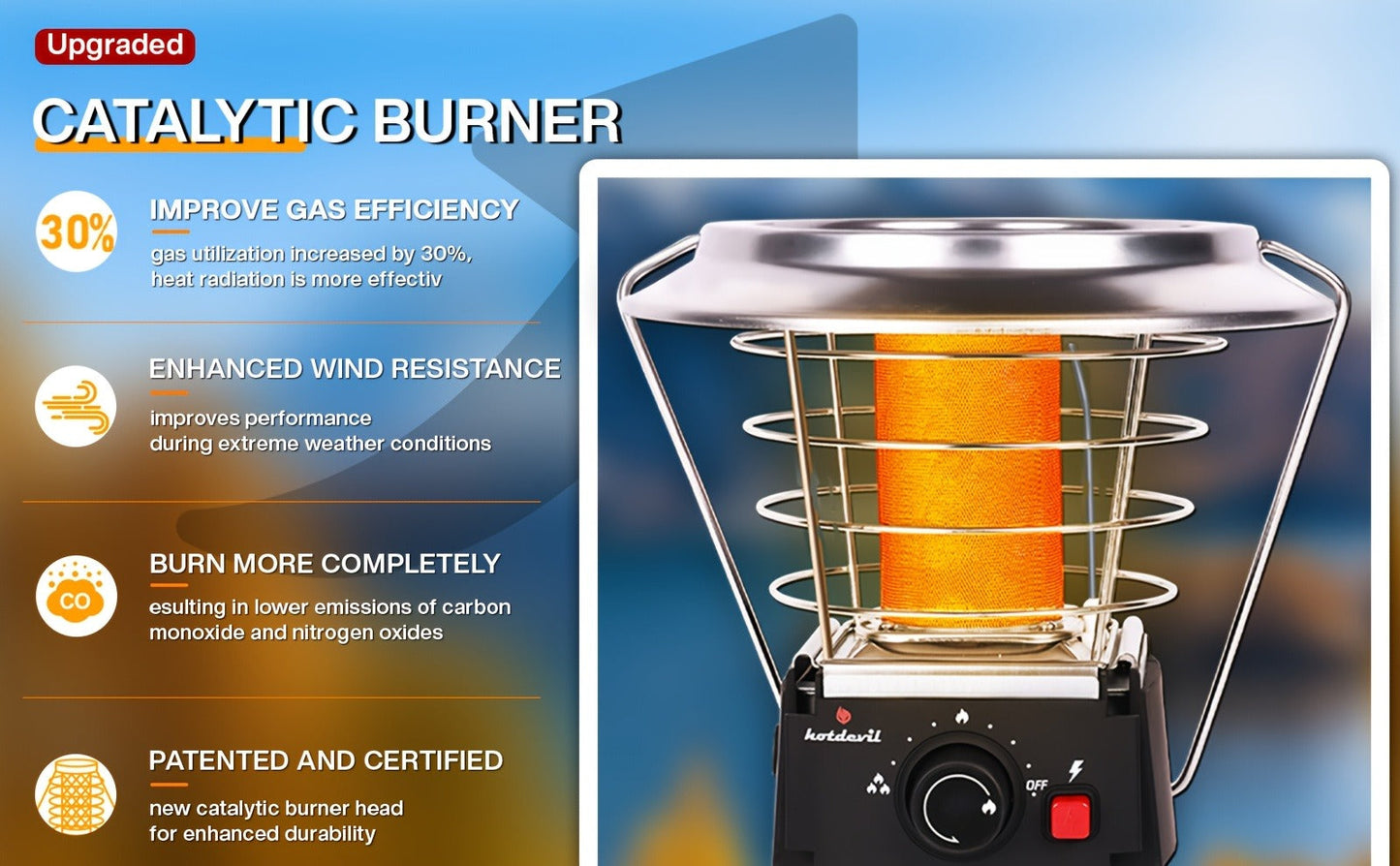 360-Degree Propane Heater with Four-Leg Base, Carry Handle, Pulse Ignition and Removable Top Plate