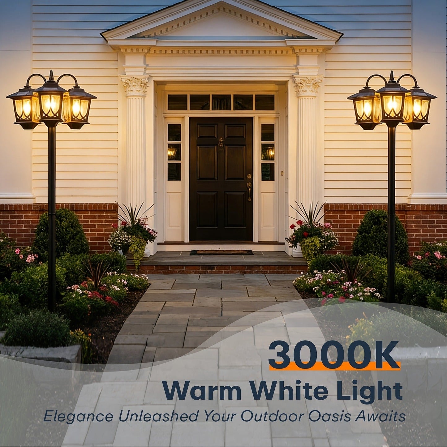 Solar Lamp Post 73in 3-Head Dusk to Dawn Outdoor Garden Light IP44 Waterproof Aluminum Rust-Proof Vintage Edison Bulb Patio Yard Pathway Decor