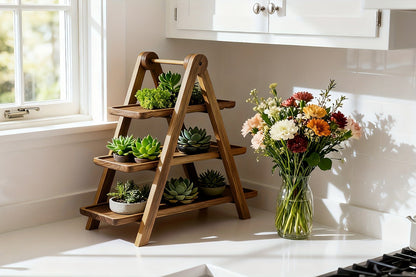 Cake Stand 3 Tier Wooden Serving Tray Farmhouse Dessert Display Cupcake Tower Bread Basket Collapsible Tiered Platter for Wedding Party Charcuterie