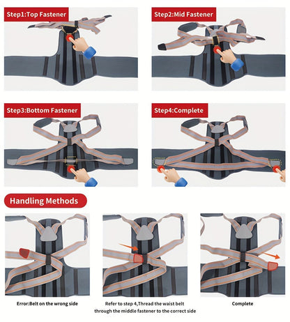 Adjustable Full-Back Posture Brace with Cross Straps, Support Panel and L or XL Fit Options