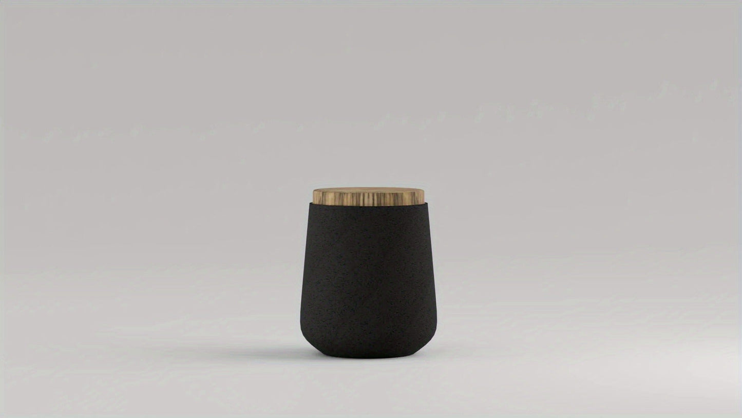 Outdoor Side Table 17-Inch Concrete Design with Wood-Look Finish in Black, Hourglass or Small Options