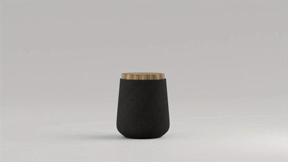 Outdoor Side Table 17-Inch Concrete Design with Wood-Look Finish in Black, Hourglass or Small Options