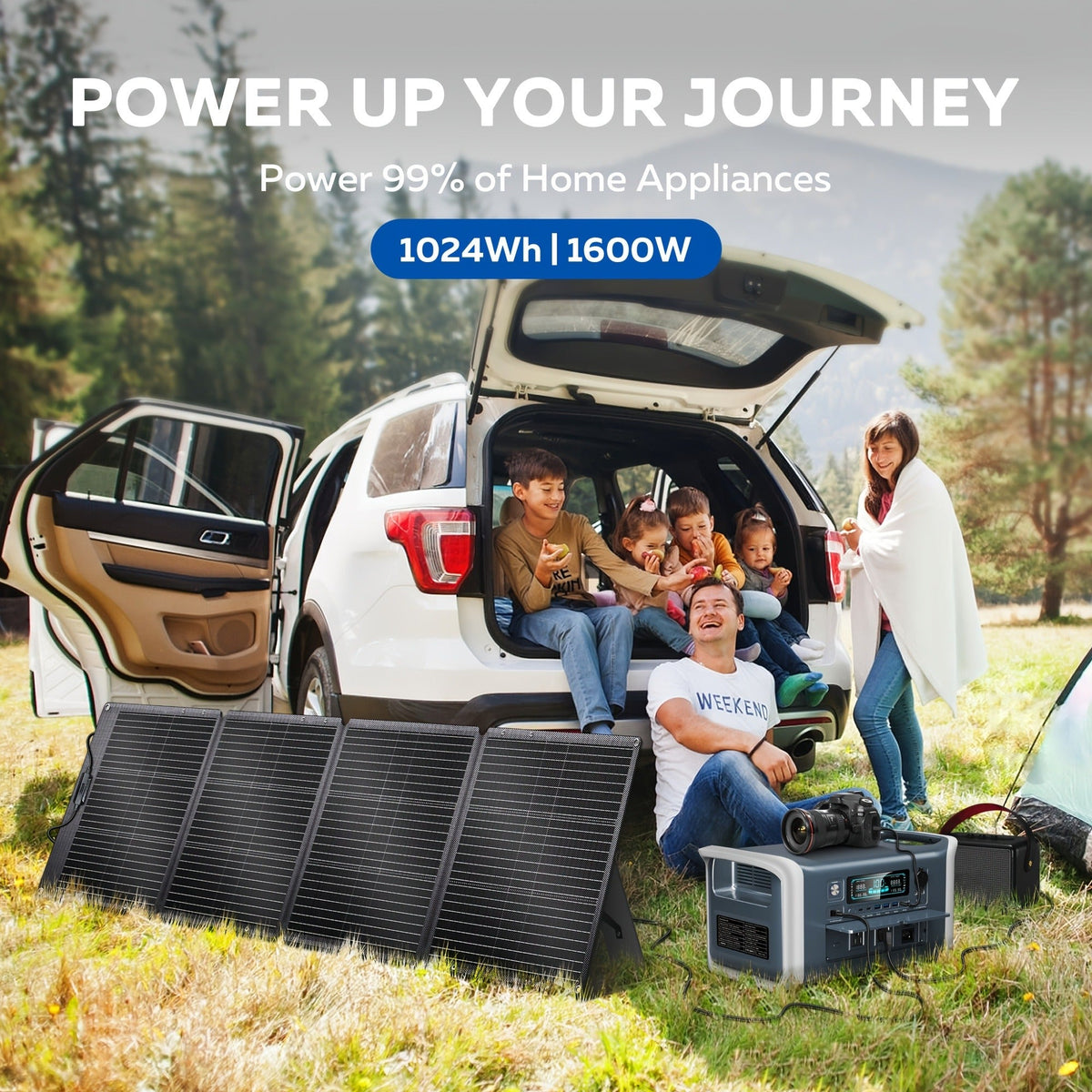 Portable Power Station 1024Wh LiFePO4 Solar Generator - UPS Backup Battery with AC 110V, DC, USB