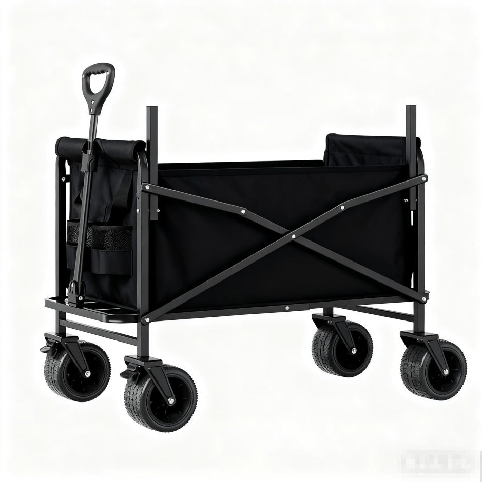 Foldable Utility Wagon Cart 550 lbs – Heavy Duty Collapsible Outdoor Cart with Bench Seat & All-Terrain Wheels