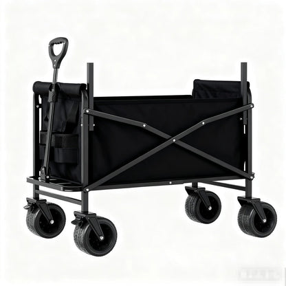Foldable Utility Wagon Cart 550 lbs – Heavy Duty Collapsible Outdoor Cart with Bench Seat & All-Terrain Wheels