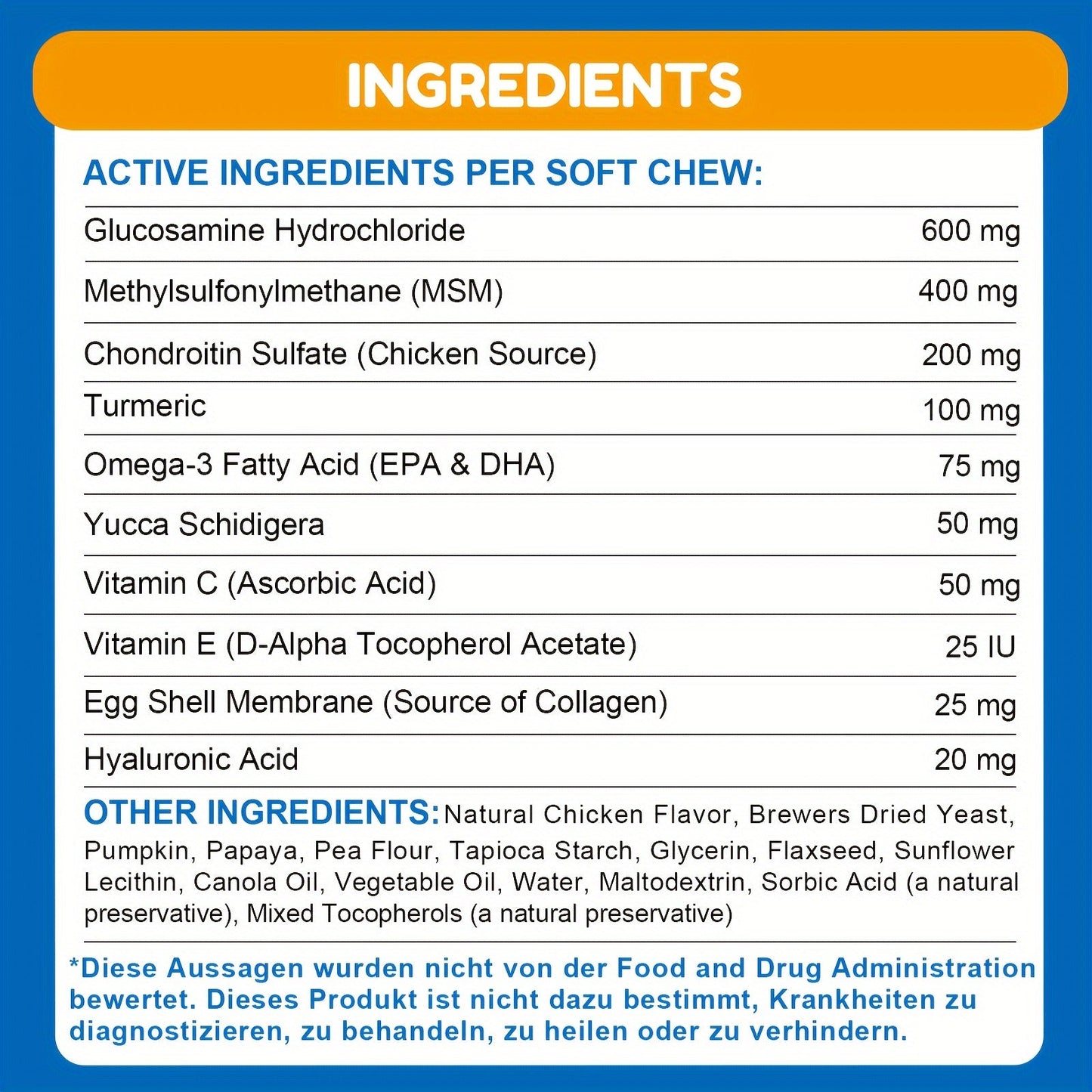 Dog Glucosamine Joint Supplement Chews 120ct | Chicken Flavor Soft Chews with Glucosamine, Chondroitin, MSM & Vitamins for Hip & Joint Health, Mobility Support for Dogs of All Sizes & Ages