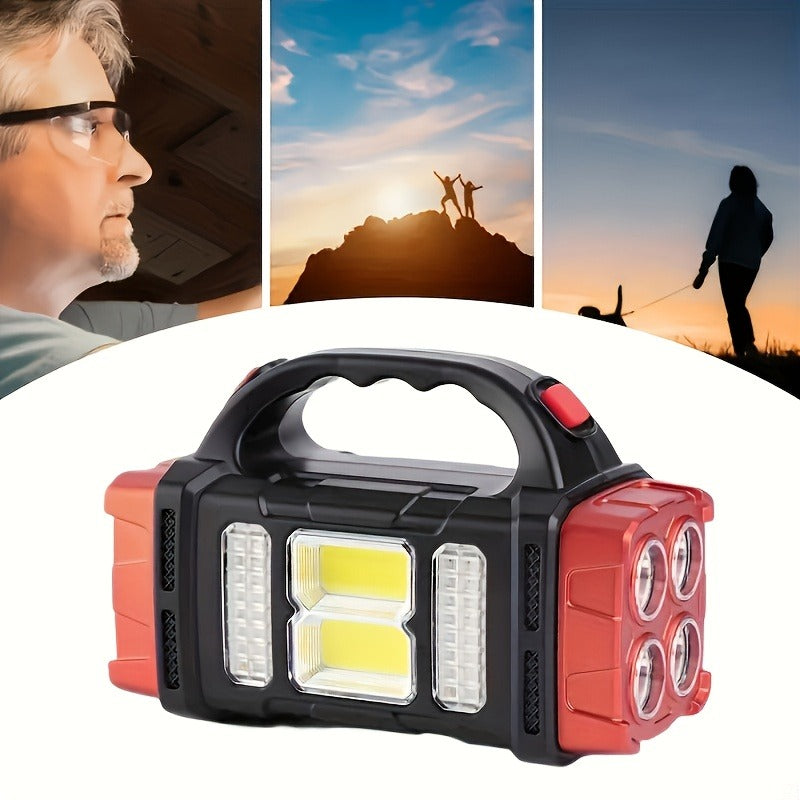 Flashlight 2000-Lumen Solar and USB-C Rechargeable Carrying Light with Power Bank and Four Modes