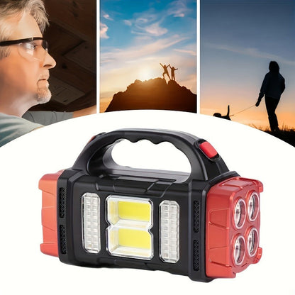 Flashlight 2000-Lumen Solar and USB-C Rechargeable Carrying Light with Power Bank and Four Modes