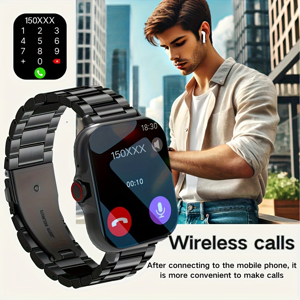 Smart Watch Square Display with Wireless Calling, 100+ Sport Modes and Black or Silver Band Options