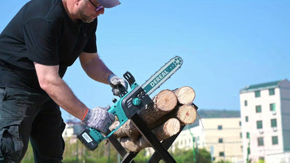 Cordless Chainsaw with Brushless Motor – 6 & 12-Inch Lithium Battery Electric Saw, Auto-Oiling, Safety Lock, Heavy-Duty Wood Cutting & Garden Tool