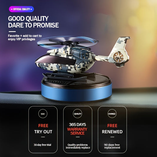 Car Air Freshener Solar Helicopter Dashboard Diffuser with Refillable Chamber and Three Color Options