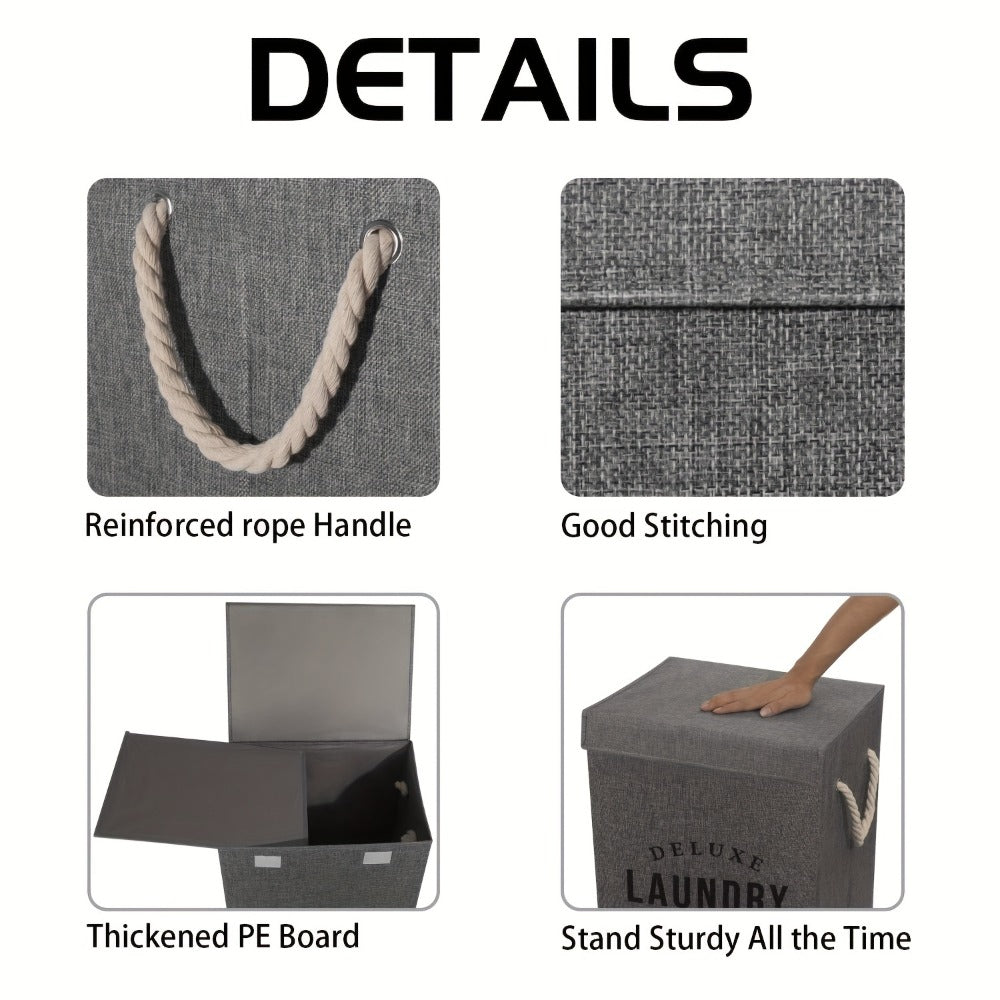 Laundry Hamper Collection in Black or Gray Lidded Styles and One- or Three-Pack Foldable Basket Options