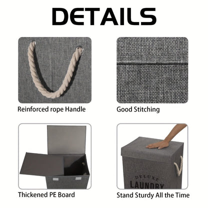 Laundry Hamper Collection in Black or Gray Lidded Styles and One- or Three-Pack Foldable Basket Options