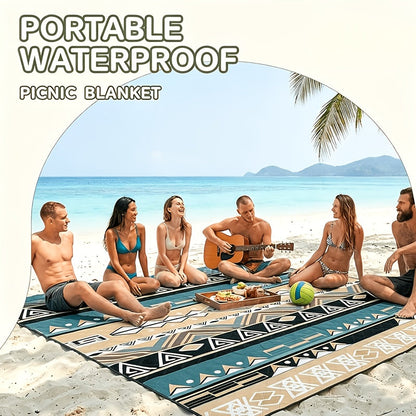 Dark Green Padded Picnic Blanket with Buckled Carry Straps, 80 x 80in Large Roll-Up Outdoor Mat