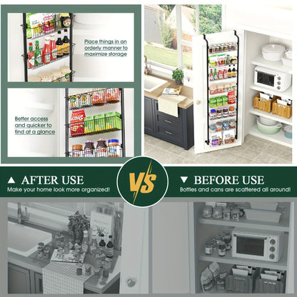 Over The Door Organizer - Multi-Layer Pantry Storage Rack for Kitchen Bathroom Laundry Room, Space Saving Door Hanging Shelf