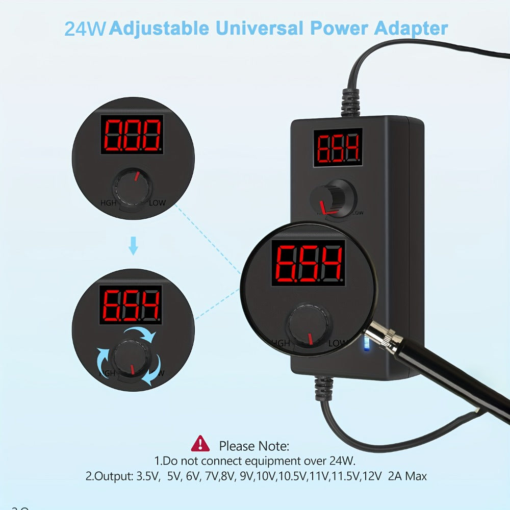 Adjustable AC DC Power Adapter 24W 3-12V 2A Universal Power Supply 100-240V with LED Voltage for an Everyday Personal Care Routine