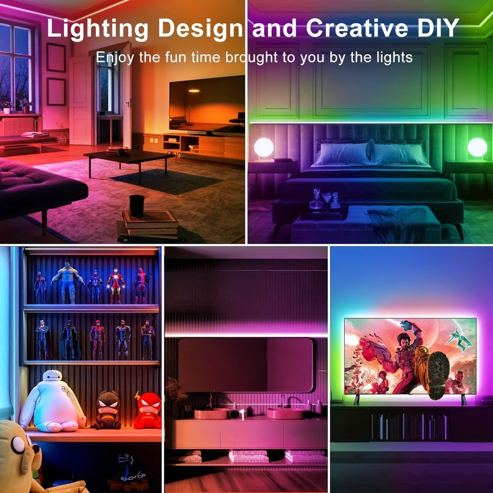Smart APP Control LED Strip Lights 100FT 2 Rolls of 50FT - RGB Music Sync Color Changing 24V Safe Voltage Remote for Bedroom Living Room Gaming Room Party Home Decoration