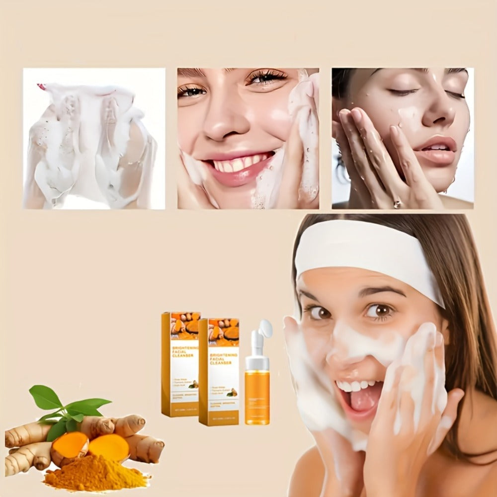 Two-Piece Turmeric and Kojic Acid Facial Cleanser Set in 3.38 oz Travel-Size Tubes for Daily Skin Care