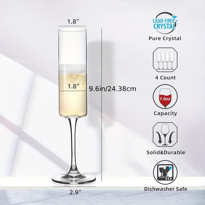 Six-Piece 6.5 oz Clear Glass Champagne Flute Set with Reusable Stemmed Design for Celebrations