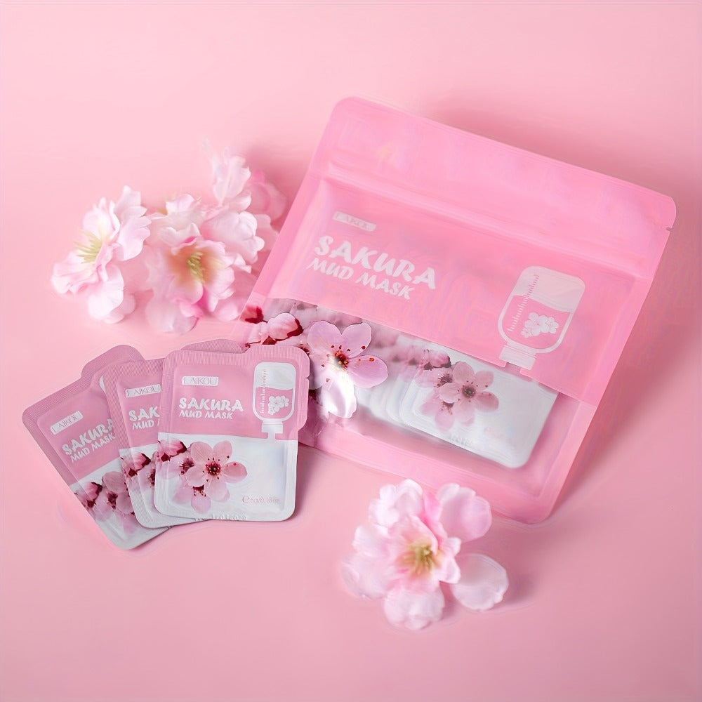 Hyaluronic Acid Sakura Skincare Set 30pcs Gentle Cleansing Deep Moisturizing Hydrating Facial Eye Care with Cleansing Brush Hairband Luxury Gift for Women