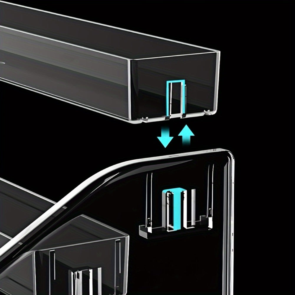 Four-Tier Transparent Nail Polish Organizer with Stepped Rows, Side Panels and Countertop Display Design