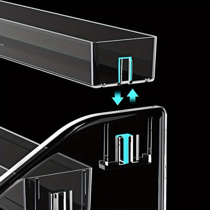 Four-Tier Transparent Nail Polish Organizer with Stepped Rows, Side Panels and Countertop Display Design