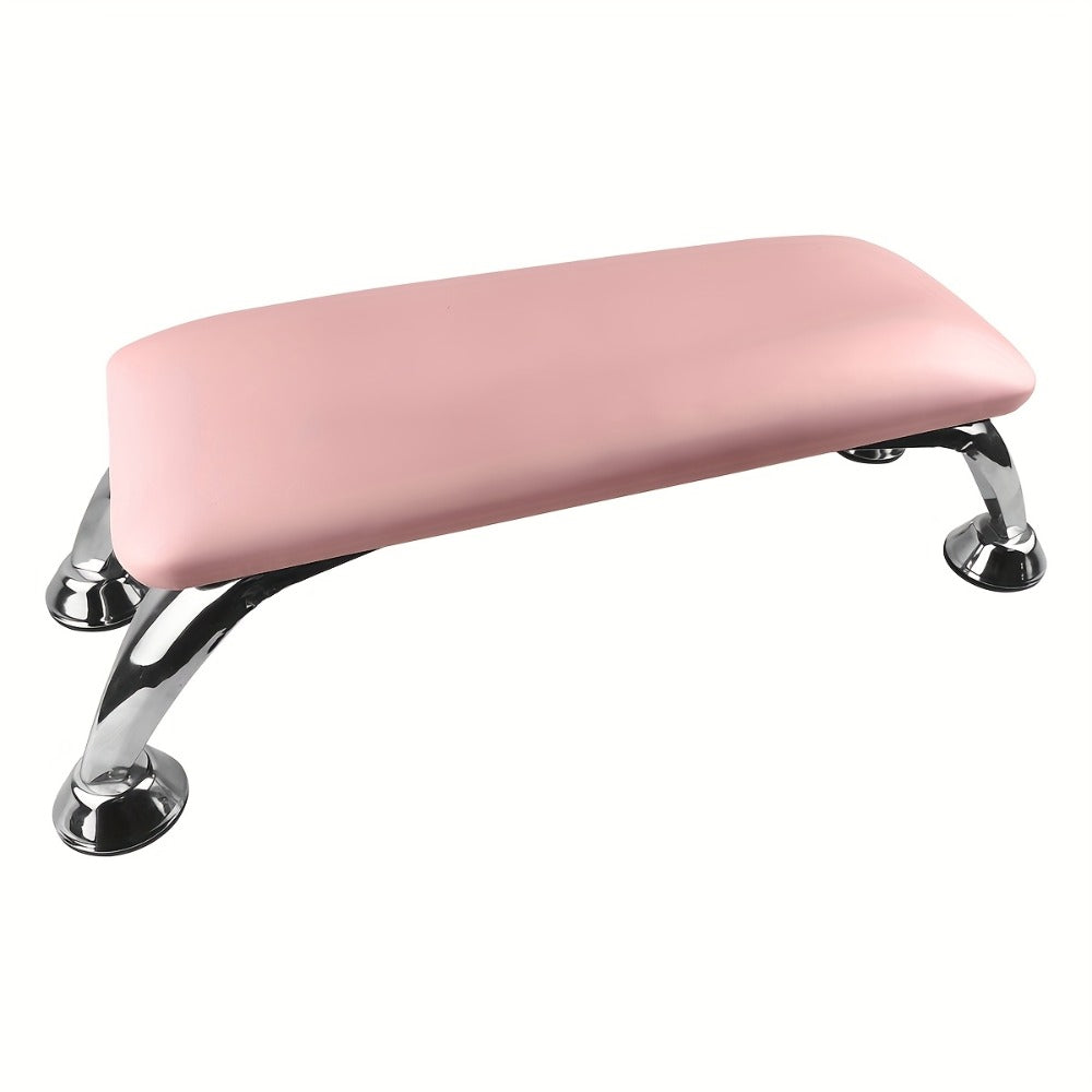 Curved Nail Salon Armrest with Metal-Look Legs in Pink, Black or White and Single- or Two-Piece Options