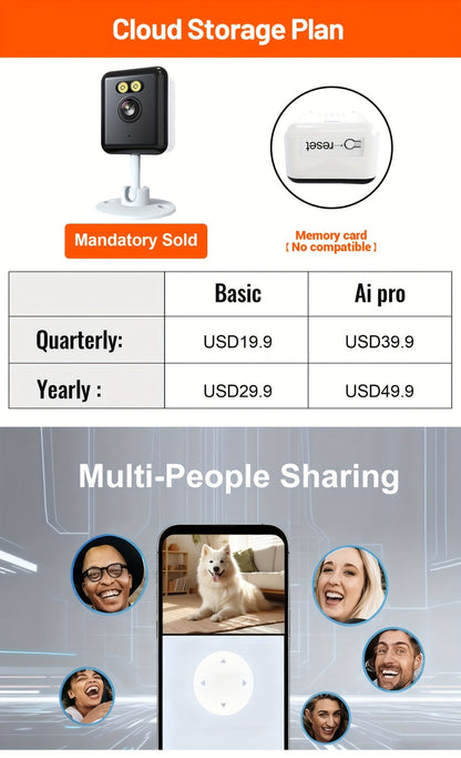 Indoor Security Camera 2-Pack with 3MP Video, Color Night Vision, Two-Way Audio and 2.4GHz WiFi