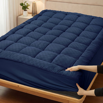 Mattress Topper Baffle-Box Down-Alternative Fill with Deep-Pocket Skirt in Twin to King Sizes