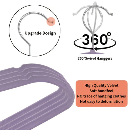 Non-Slip Velvet Hangers with 360° Rotating Hook & Hanger Buckles – Space Saving Closet Organizer Set (50pcs or 20pcs)