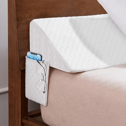 Bed Wedge Pillow Bed Gap Filler - Memory Foam Mattress Wedge Headboard Pillow for Sleeping, Backrest & Post-Surgery Support