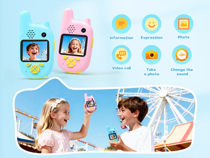 Kids Video Walkie Talkies 2 Pack with Video Call, Voice Changer & Dual Camera – Long Range Outdoor Toy, Birthday Gift for Boys Girls Age 4+, Indoor Camping Hiking Play