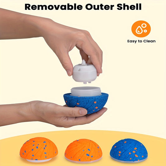 Dog Toy Motion-Activated E-TPU Ball with Auto-Rolling, Rotating and Bouncing Modes in Blue or Orange