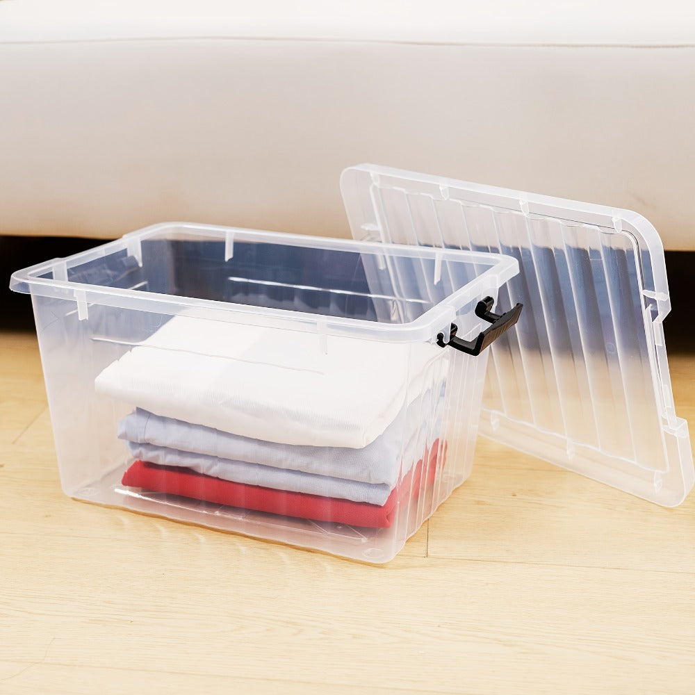 Clear Plastic Storage Bins with Lids 6 Pack Stackable Storage Containers with Snap-Tight Locks for Home, Office, Garage & Basement – 17QT or 21QT, BPA-Free