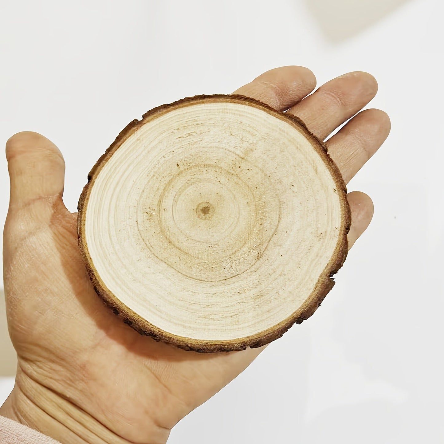Wood Slices 28 Pcs Natural Log Bark Rounds for Crafts DIY Centerpieces Christmas Ornaments Wreaths Wedding Decor Painting Woodworking 2.76-3.54 Inch with or without Holes