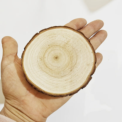 Wood Slices 28 Pcs Natural Log Bark Rounds for Crafts DIY Centerpieces Christmas Ornaments Wreaths Wedding Decor Painting Woodworking 2.76-3.54 Inch with or without Holes