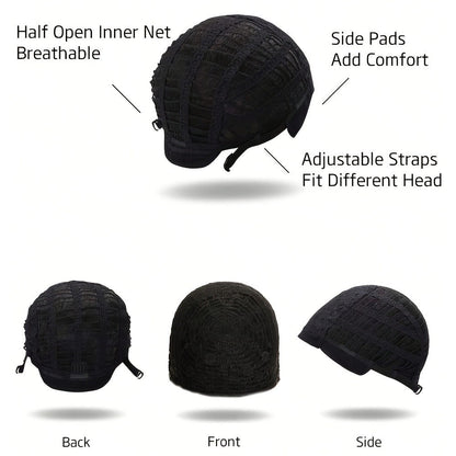 Straight Bob Wig with Bangs Heat Resistant Synthetic Hair 180% Density Blunt Cut Black Rose Net Cap Women Business Office Party Daily Wear 16 Inch
