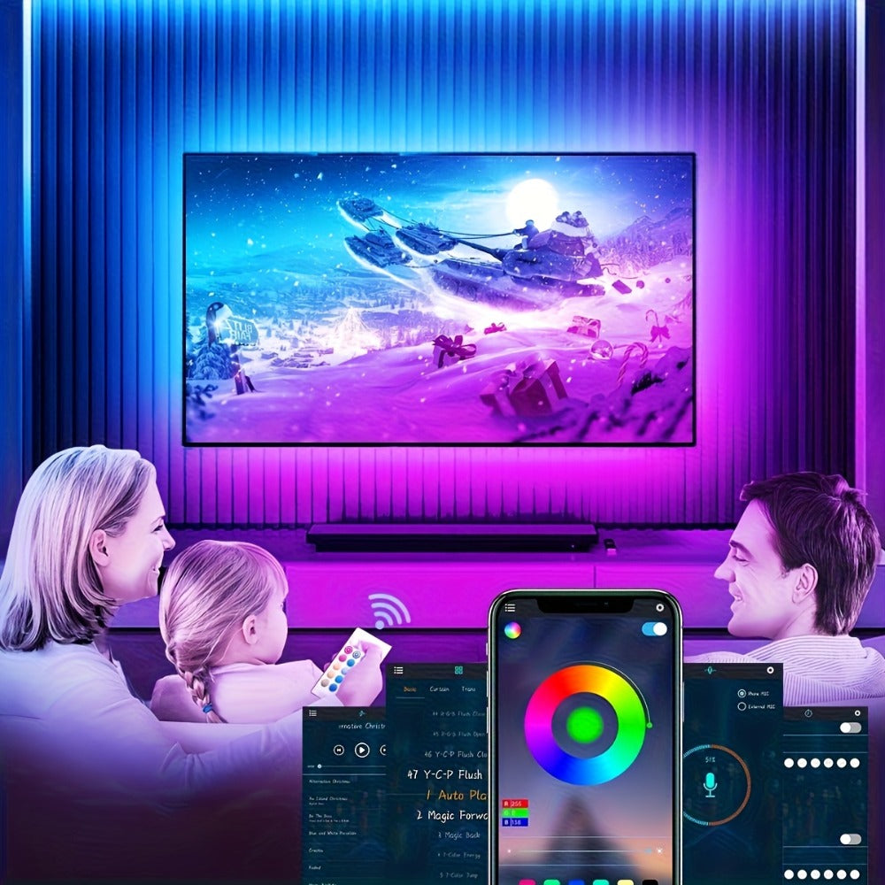 RGB TV Backlight LED Strip, 3m USB-Powered Kit with App, Handheld Remote and Inline Music Controller