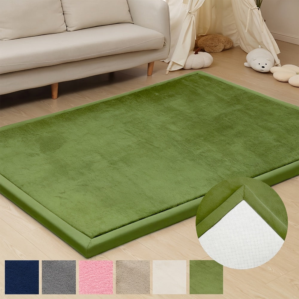 Padded Tatami-Style Area Rug in Six Solid Colors with 50-Inch Square to 79 x 118-Inch Sizes