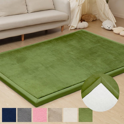Padded Tatami-Style Area Rug in Six Solid Colors with 50-Inch Square to 79 x 118-Inch Sizes