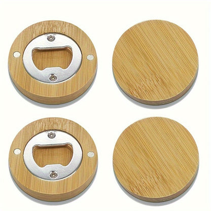 Round Bamboo Magnetic Bottle Openers in 20-, 40-, 80- or 160-Piece Packs for Party Favors and Gift Sets